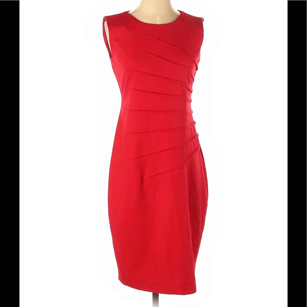 Calvin Klein red midi cocktail dress